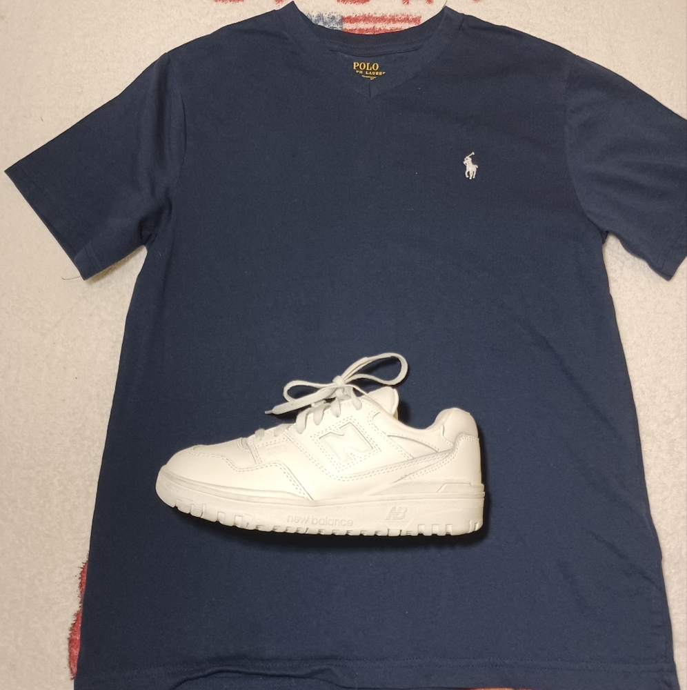 Polo Ralph Lauren Boys V-Neck Tee T Shirt Youth Kids Boys M (1O-12) Navy Blue